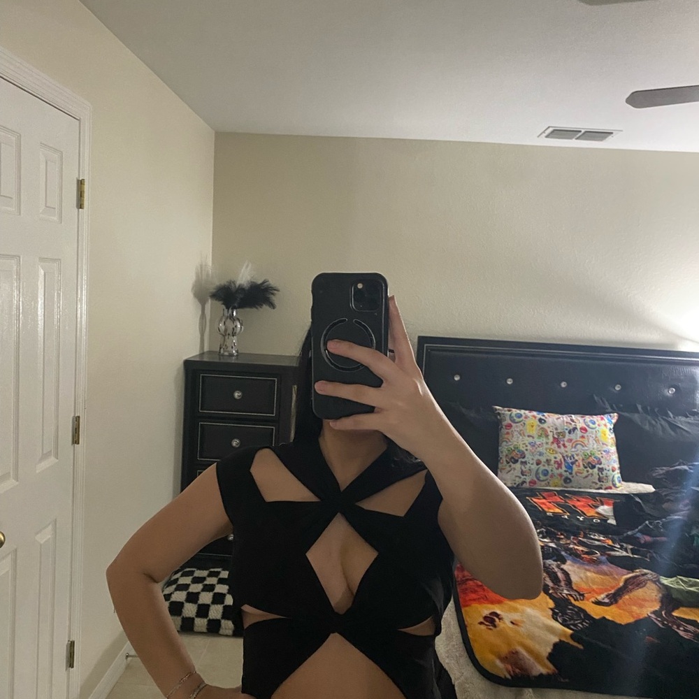 Fashion Nova Black Cut-Out bodysuit